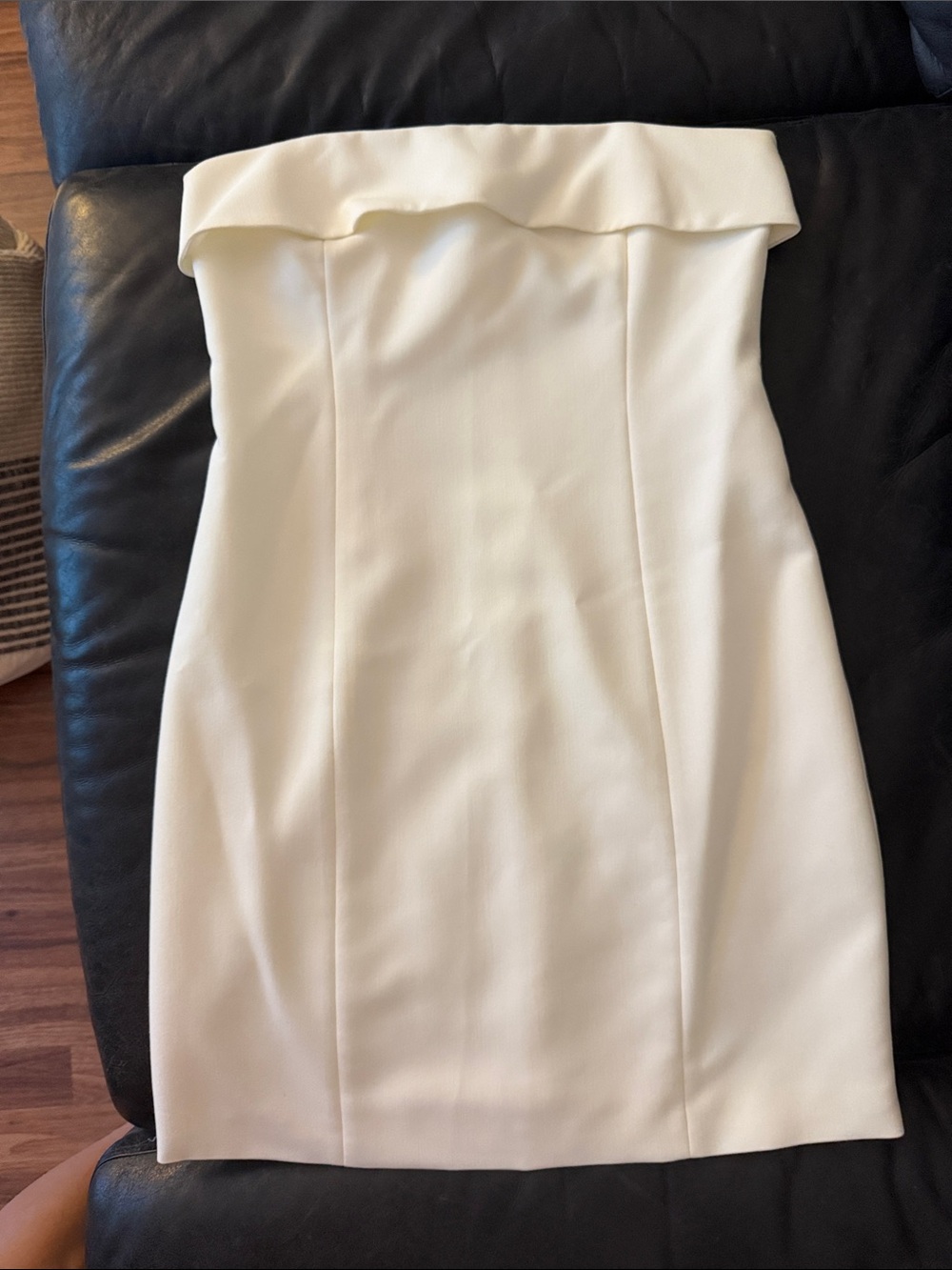 Strapless Ivory Dress with Folded Bandeau Neckline